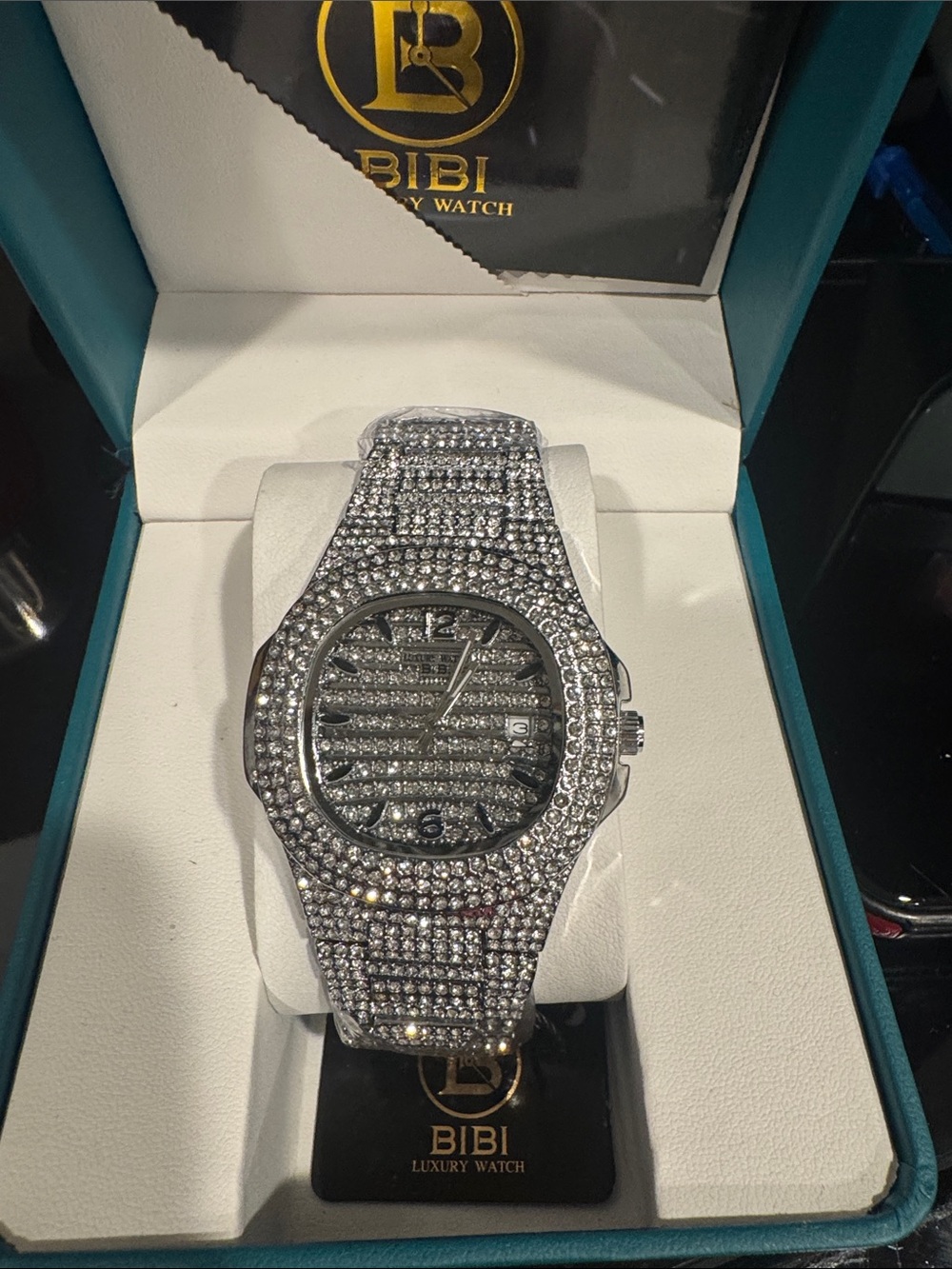BiBi Silver Crystal Pavé Stainless Steel Watch